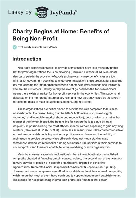 The Benefits Of Charity Essay Examples .